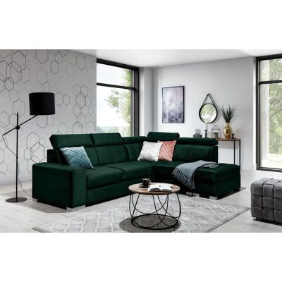Fun Moebel Ecksofa Schlafsofa NOLAN inkl. USB in Stoff Element Dunkelgrün Ottomane Rechts Fun Moebel Ecksofa Schlafsofa NOLAN inkl. USB in Stoff Element Dunkelgrün Ottomane Rechts
