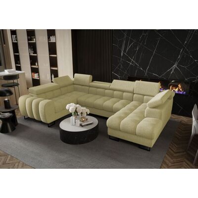 Fun Moebel Wohnlandschaft Schlafsofa BASTIEN in Stoff Aragon Olivgrün Ottomane Rechts Fun Moebel Wohnlandschaft Schlafsofa BASTIEN in Stoff Aragon Olivgrün Ottomane Rechts