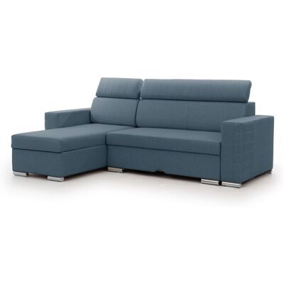 Fun Möbel Ecksofa Schlafsofa Sofa CANTON in Stoff Liverpool Azurblau Ottomane Links Fun Möbel Ecksofa Schlafsofa Sofa CANTON in Stoff Liverpool Azurblau Ottomane Links