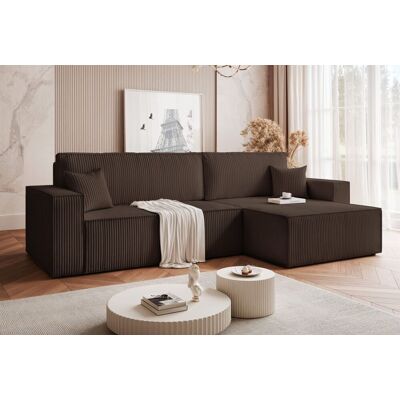 Fun Möbel Ecksofa Schlafsofa Sofa ADARA MAX in Stoff Poso Braun Ottomane Rechts Fun Möbel Ecksofa Schlafsofa Sofa ADARA MAX in Stoff Poso Braun Ottomane Rechts