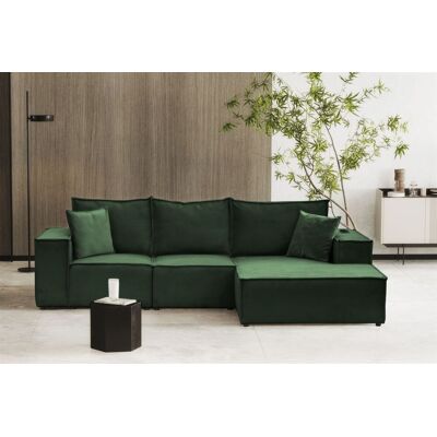 Fun Möbel Ecksofa Sofa ALVARO inkl. QI Ladegerät Stoff Opera Velvet Grün Ottomane Rechts Fun Möbel Ecksofa Sofa ALVARO inkl. QI Ladegerät Stoff Opera Velvet Grün Ottomane Rechts