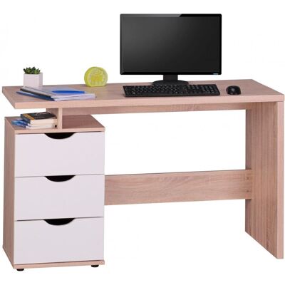 Fun Moebel Schreibtisch Computertisch -TOMI -Bürotisch mit Schublade Sonoma/Weiß Fun Moebel Schreibtisch Computertisch -TOMI -Bürotisch mit Schublade Sonoma/Weiß