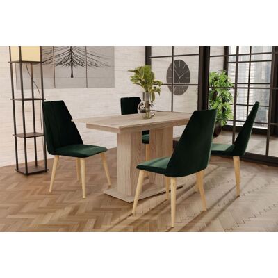 Fun Moebel Essgruppe Sonoma matt-Tisch mit 4 Grün CAROS Stühlen für Esszimmer, Küche Fun Moebel Essgruppe Sonoma matt-Tisch mit 4 Grün CAROS Stühlen für Esszimmer, Küche