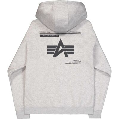 Alpha Industries Label Hoodie Zip - Pastel Grey Melange - XXL - Herren Alpha Industries Label Hoodie Zip - Pastel Grey Melange - XXL - Herren