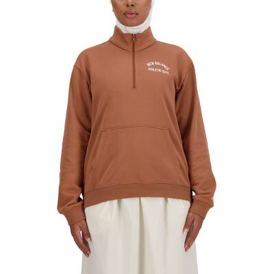 New Balance Quarter Zip Sweatshirt - Walnut - M - Damen New Balance Quarter Zip Sweatshirt - Walnut - M - Damen