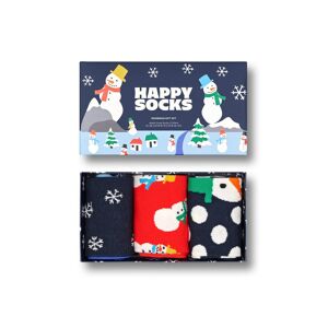 Happy Socks 3er Pack Socken in Geschenkbox mit Schneemann-Motiven - Marine - Size: 46