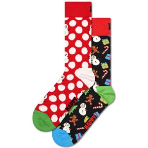 Happy Socks 2er Pack Socken in Geschenkbox mit Schnemmann-Motiv - Rot - Size: 46