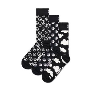 Happy Socks 3er Pack Socken mit verschiedene Motiven, in Geschenkverpackung - Schwarz - Size: 46