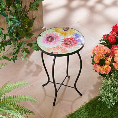 3Pagen Dekotisch im Retro-Stil mit Glasplatte "Blumen" 3Pagen Dekotisch im Retro-Stil mit Glasplatte "Blumen"