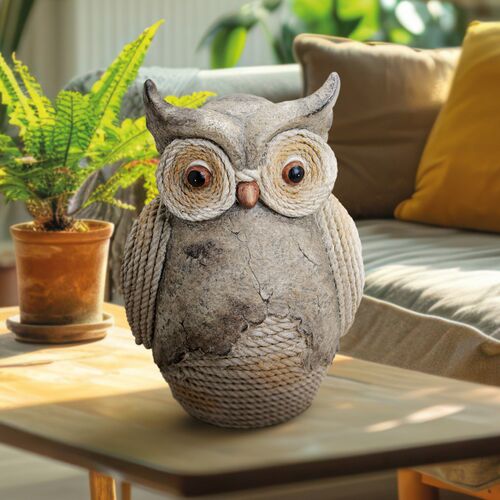 Wurm Dekofigur "Eule" grau