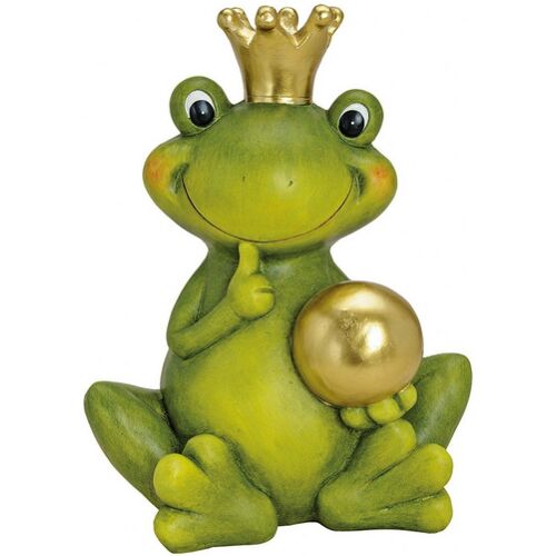 Wurm Dekofigur Froschkönig mit goldener Kugel aus Keramik