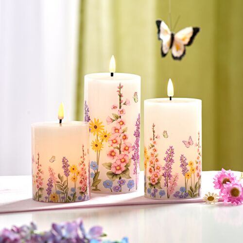 LED-Kerzen "Wildblumen" 3er-Set Eldo