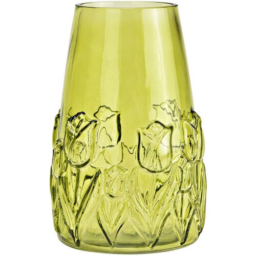 Wurm Vase mit Blumendekor grün 22 cm Höhe