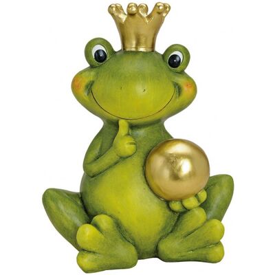 Wurm Dekofigur Froschkönig mit goldener Kugel aus Keramik Wurm Dekofigur Froschkönig mit goldener Kugel aus Keramik