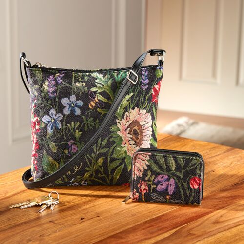 3Pagen Gobelin-Handtasche + RFID-Geldbörse