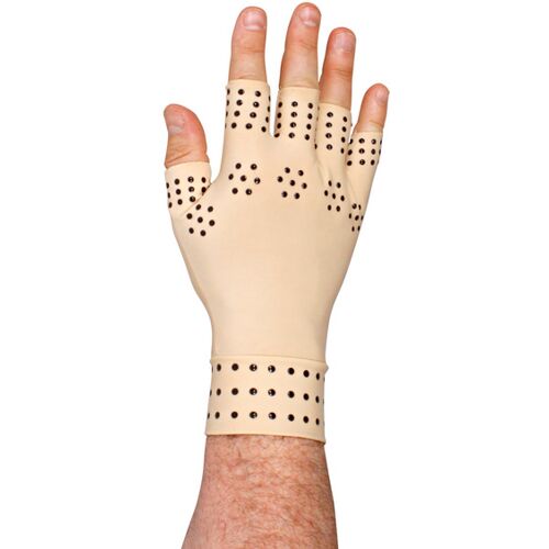 3Pagen Arthritis Kompressionshandschuhe beige fingerlos magnetisch Java
