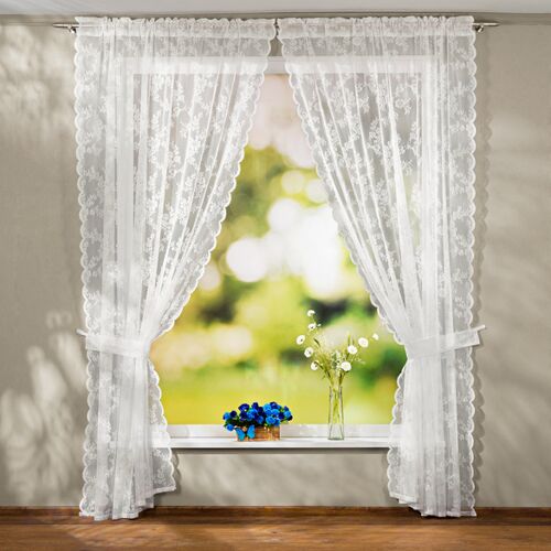 3Pagen Spitzenvorhang, 2er-Set mit raffhaltern 140 x 230 cm