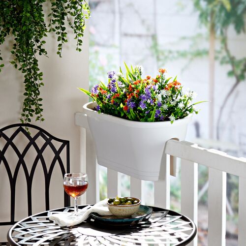 3Pagen Balkon-Pflanzkübel, weiß, 58 x 28,5x24 cm