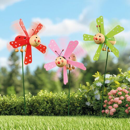 3Pagen Gartendeko lustige Windräder zur Vogelabwehr 3er-Set