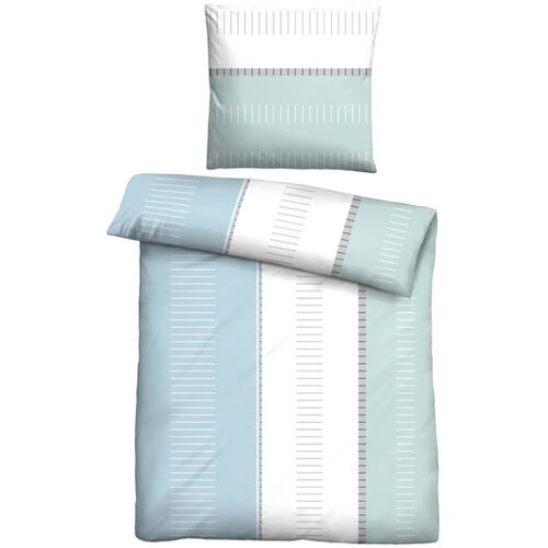 Castell Baumwoll Renforce Bettwäsche Striche ciel, 1x 155x220 cm + 1x 80x80 cm
