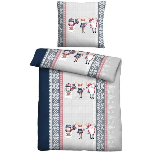 Castell Feinbiber Bettwäsche Norwegen sturmgrau, 1x 135x200 cm + 1x 80x80 cm