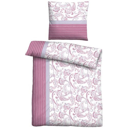 Castell Feinbiber Bettwäsche Paisley brombeer, 1x 155x220 cm + 1x 80x80 cm