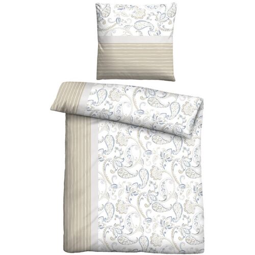 Castell Feinbiber Bettwäsche Paisley grau, 1x 155x220 cm + 1x 80x80 cm
