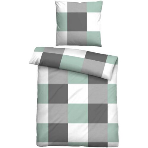 Castell Thermo-Fleece Bettwäsche karo mint, 1x 155x220 cm + 1x 80x80 cm