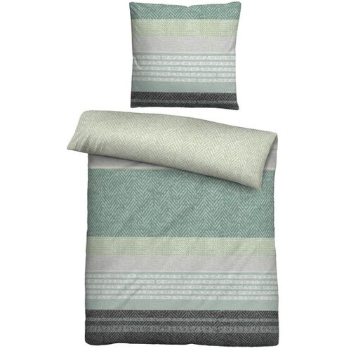 biberna Feinbiber Bettwäsche Quermuster pistaziengrün, 135x200 cm + 80x80 cm