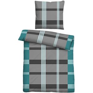 Castell Baumwoll Renforce Bettwäsche Karo-Streifen türkis, 1x 155x220 cm + 1x 80x80 cm Castell Baumwoll Renforce Bettwäsche Karo-Streifen türkis, 1x 155x220 cm + 1x 80x80 cm
