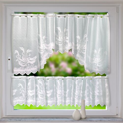 3Pagen Gardinen-Set "Gänse" weiß, 2-tlg.