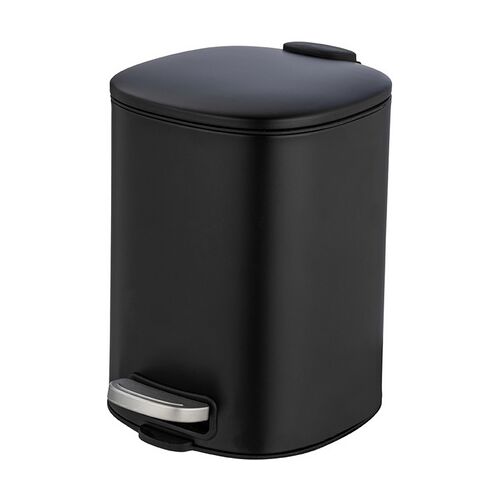 WENKO Treteimer Alassio, Schwarz 5 L, Easy-Close Absenkautomtik