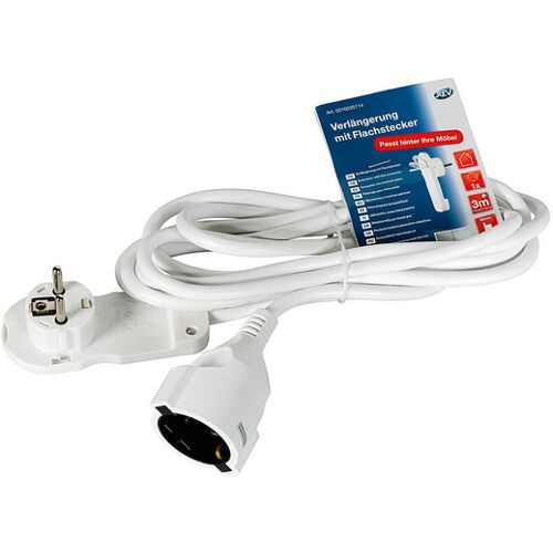 Verlängerungskabel 3 m mit Flachstecker & Griff weiß REV RITTER