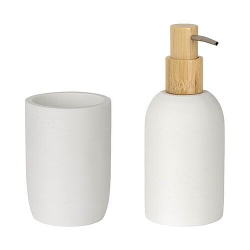 Bad-Accessoire Set „Altavalle“, 2-tlg., weiß/Bambus WENKO