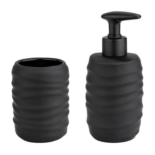 Bad-Accessoire Set „Illana“, 2-tlg., schwarz, Soft-Touch Keramik WENKO