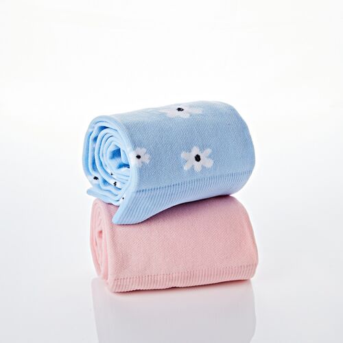 3Pagen Leichte Kompressionsstrümpfe "Blüten" rosé + bleu 2 Paar