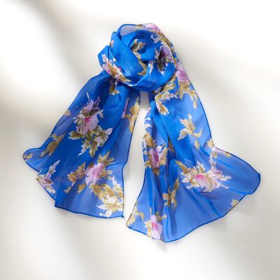 3Pagen Chiffon-Schal mit Blütenmuster marine 3Pagen Chiffon-Schal mit Blütenmuster marine