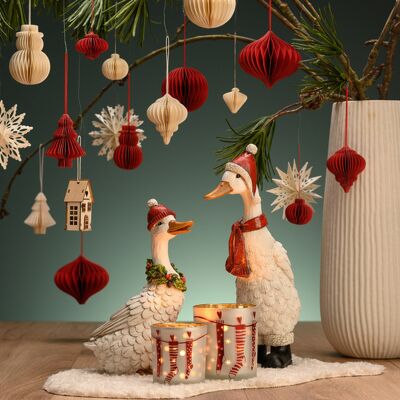 Wurm Dekofigur Weihnachtsgans mit Mütze und Kranz 24 cm hoch Wurm Dekofigur Weihnachtsgans mit Mütze und Kranz 24 cm hoch