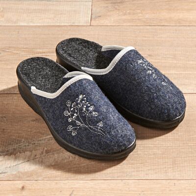 3Pagen Pantoffel "Cara" navy-grau 3Pagen Pantoffel "Cara" navy-grau