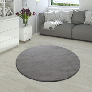 PACO HOME Hasenfell-Teppich - Rund 120cm, Grau, 26mm PACO HOME Hasenfell-Teppich - Rund 120cm, Grau, 26mm