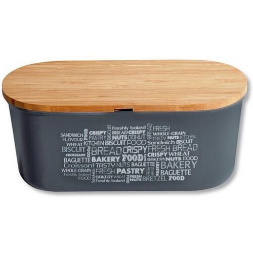 Brotbox mit Schneidebrett natur/grau KESPER