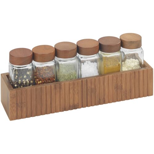WENKO Gewürzregal Mod. Mera mit Gewürzstreuer Mod. Anni, aus geräuchertem Bambus