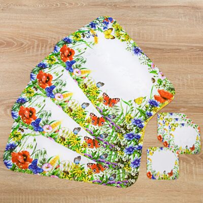 3Pagen 6 Platzsets + 6 Untersetzer "Wildblumen", 12er-Set 3Pagen 6 Platzsets + 6 Untersetzer "Wildblumen", 12er-Set