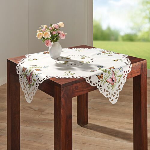 Mitteldecke "Schmetterlinge" Languettensaum mit Cut-Outs 85 x 85 cm Eldo