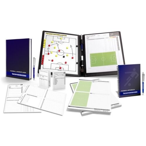 Hergestellt für: Trainingsunterlagen24 GmbH FUSSBALL - TRAINERSET 2 (Taktikmappe + Arbeitsbuch + Notizbuch + Notizblock + Spielbeobachtungsblätter)