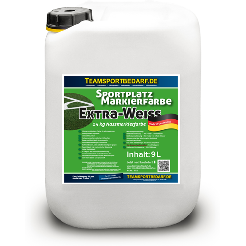 Hergestellt für: Trainingsunterlagen24 GmbH Rasenmarkierfarbe 14 kg (9 Liter) Kanister - Extra-Weiß Rasenfarbe - 9.00 l