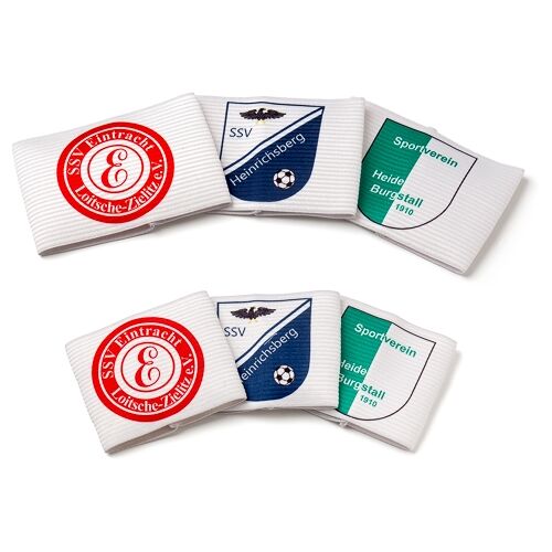 Hergestellt für: Trainingsunterlagen24 GmbH Kapitänsbinde (Junior/Senior) Weiß - mit Wunschaufdruck