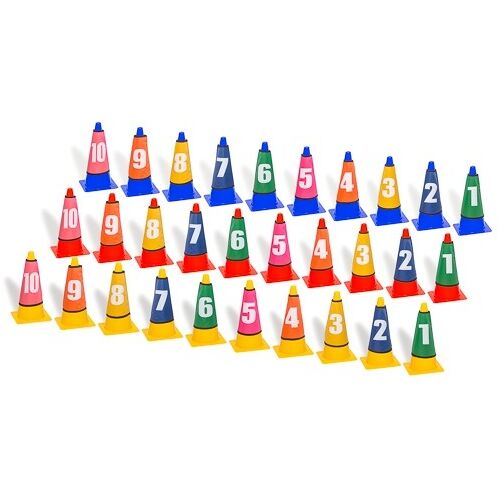 Hergestellt für: Trainingsunterlagen24 GmbH 10er Set Pylonen mit Nummernhütchen - Set (1-10)