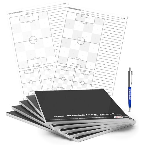 Hergestellt für: Trainingsunterlagen24 GmbH 5er Set T-PRO Notizblöcke (50 Blatt) DIN A4 - Fussball - 5.00 ct