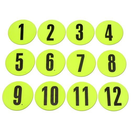 Hergestellt für: Trainingsunterlagen24 GmbH Markierscheiben mit Nummern ø 12,5 cm (Neongelb) - Set (1-12)